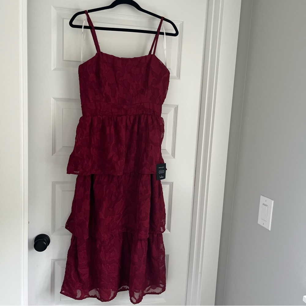 Lulus Elegant Red Floral Dress